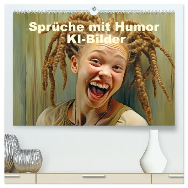 Sprüche mit Humor - KI-Bilder (hochwertiger Premium Wandkalender 2026 DIN A2 quer) Kunstdruck in Hochglanz