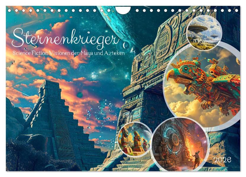 Sternenkrieger - Science Fiction Visionen der Maya und Azteken (Wandkalender 2026 DIN A4 quer) CALVENDO Monatskalender
