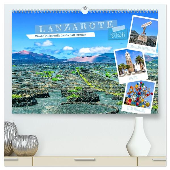 Lanzarote - Wo die Vulkane die Landschaft formten (hochwertiger Premium Wandkalender 2026 DIN A2 quer) Kunstdruck in Hochglanz