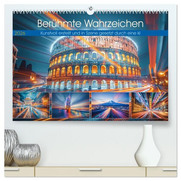 Berühmte Wahrzeichen (hochwertiger Premium Wandkalender 2026 DIN A2 quer) Kunstdruck in Hochglanz