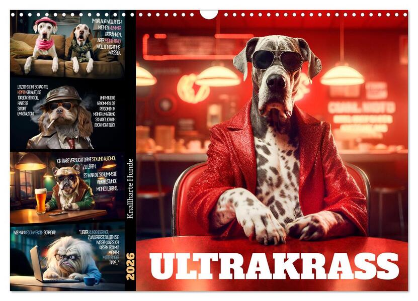 ULTRAKRASS Knallharte Hunde (Wandkalender 2026 DIN A3 quer) CALVENDO Monatskalender