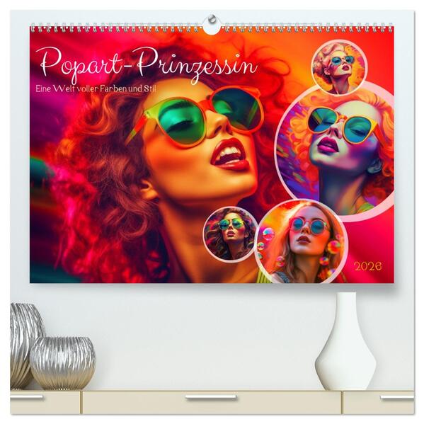 Popart Prinzessin (hochwertiger Premium Wandkalender 2026 DIN A2 quer) Kunstdruck in Hochglanz