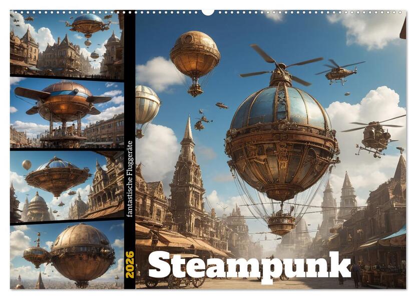 Steampunk - fantastische Fluggeräte (Wandkalender 2026 DIN A2 quer) CALVENDO Monatskalender