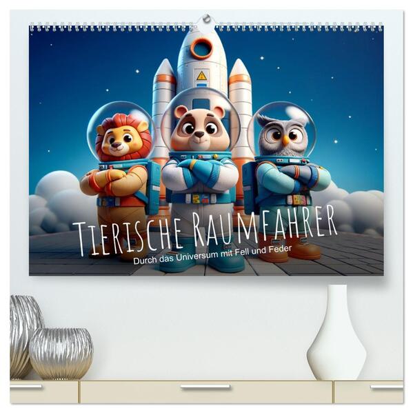 Tierische Raumfahrer: Durch das Universum mit Fell und Feder (hochwertiger Premium Wandkalender 2026 DIN A2 quer) Kunstdruck in Hochglanz