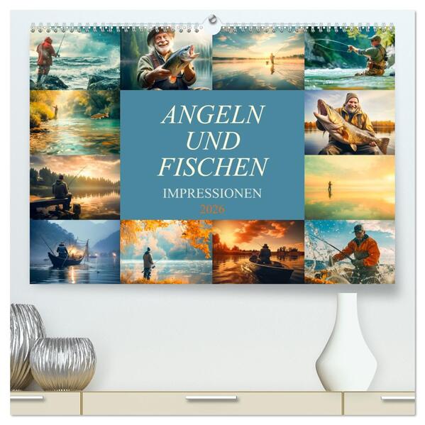 Angeln und Fischen Impressionen (hochwertiger Premium Wandkalender 2026 DIN A2 quer) Kunstdruck in Hochglanz