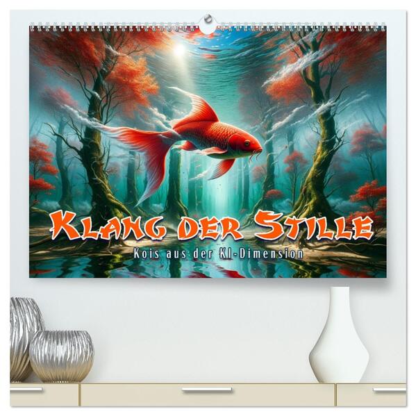 Klang der Stille - Kois aus der KI Dimension (hochwertiger Premium Wandkalender 2026 DIN A2 quer) Kunstdruck in Hochglanz