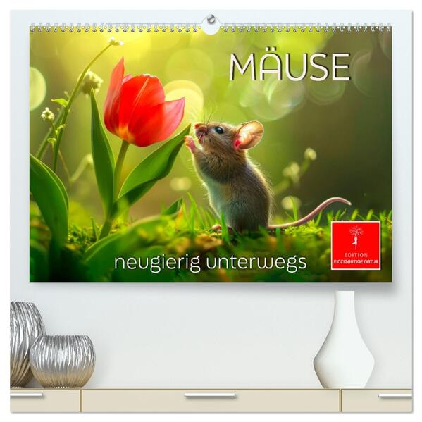 Mäuse - neugierig unterwegs (hochwertiger Premium Wandkalender 2026 DIN A2 quer) Kunstdruck in Hochglanz