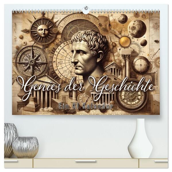 Genies der Geschichte - Ein KI Kalender (hochwertiger Premium Wandkalender 2026 DIN A2 quer) Kunstdruck in Hochglanz