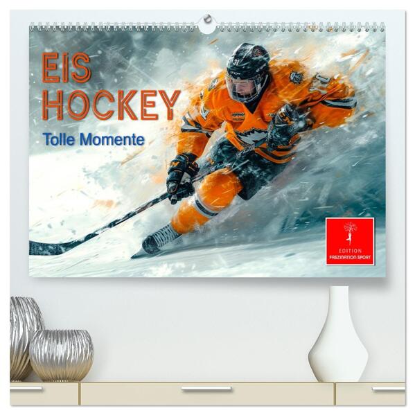 Eishockey - tolle Momente (hochwertiger Premium Wandkalender 2026 DIN A2 quer) Kunstdruck in Hochglanz