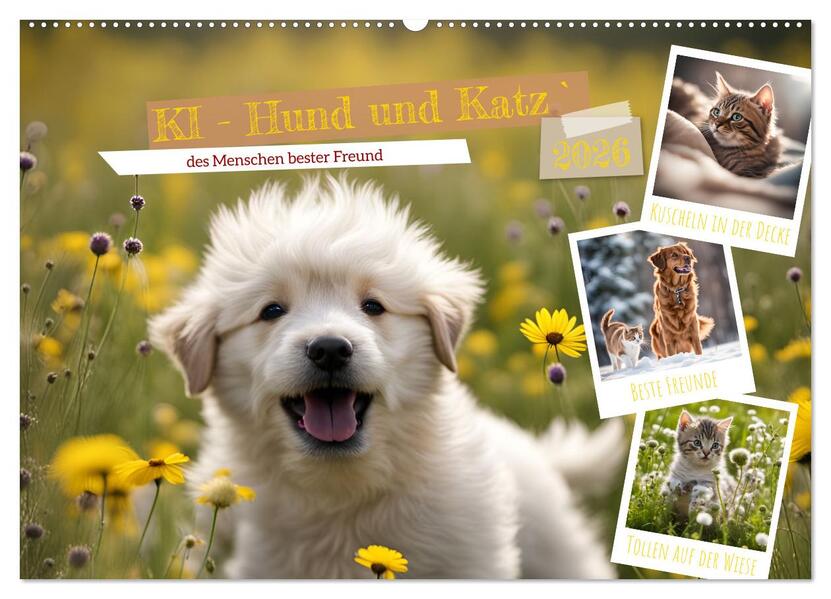 KI - Hund und Katz `des Menschen bester Freund (Wandkalender 2026 DIN A2 quer) CALVENDO Monatskalender