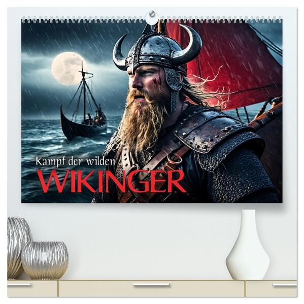 Kampf der wilden Wikinger (hochwertiger Premium Wandkalender 2026 DIN A2 quer) Kunstdruck in Hochglanz
