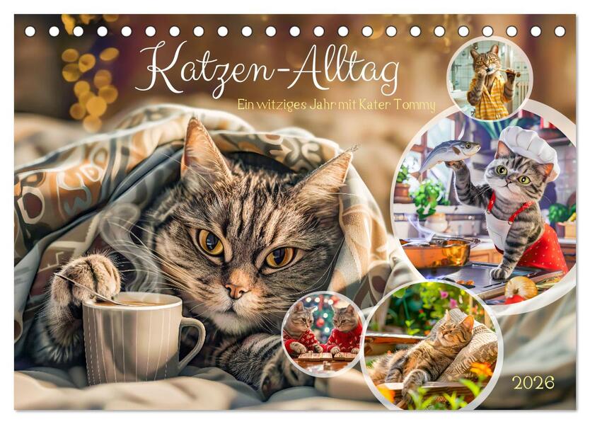 Katzen-Alltag - Ein witziges Jahr mit Kater Tommy (Tischkalender 2026 DIN A5 quer) CALVENDO Monatskalender