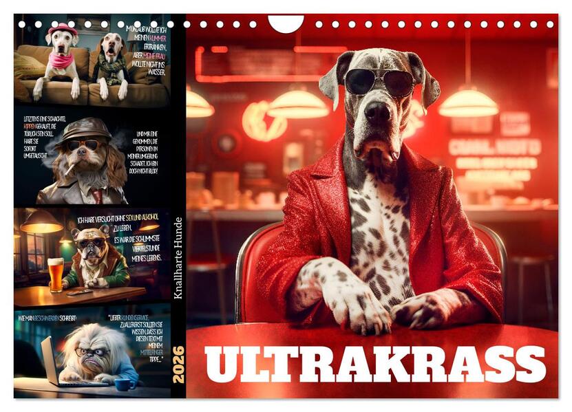 ULTRAKRASS Knallharte Hunde (Wandkalender 2026 DIN A4 quer) CALVENDO Monatskalender