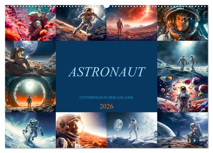 Astronaut - Unterwegs in der Galaxie (Wandkalender 2026 DIN A2 quer) CALVENDO Monatskalender