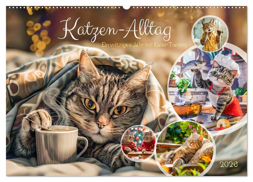 Katzen-Alltag - Ein witziges Jahr mit Kater Tommy (Wandkalender 2026 DIN A2 quer) CALVENDO Monatskalender
