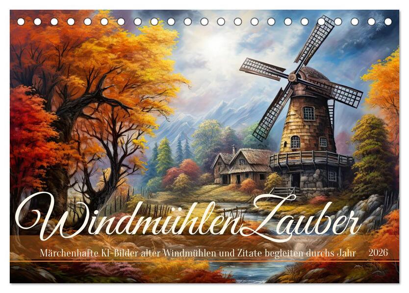 Windmühlenzauber (Tischkalender 2026 DIN A5 quer) CALVENDO Monatskalender