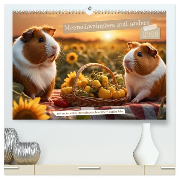 Meerschweinchen mal anders! (hochwertiger Premium Wandkalender 2026 DIN A2 quer) Kunstdruck in Hochglanz