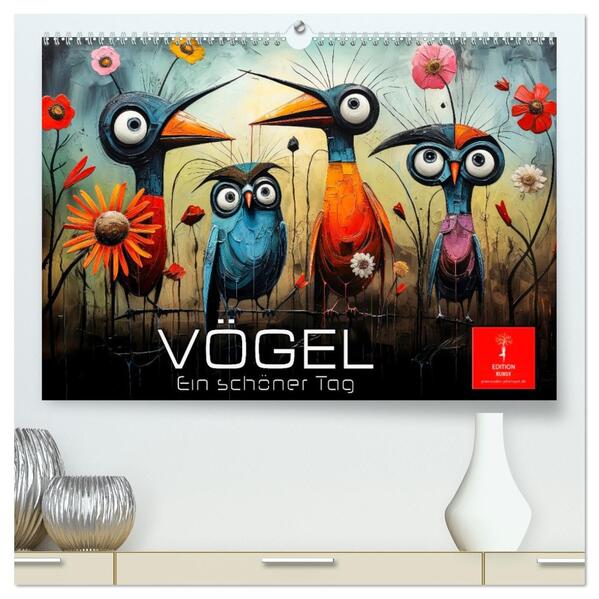 Vögel - ein schöner Tag (hochwertiger Premium Wandkalender 2026 DIN A2 quer) Kunstdruck in Hochglanz