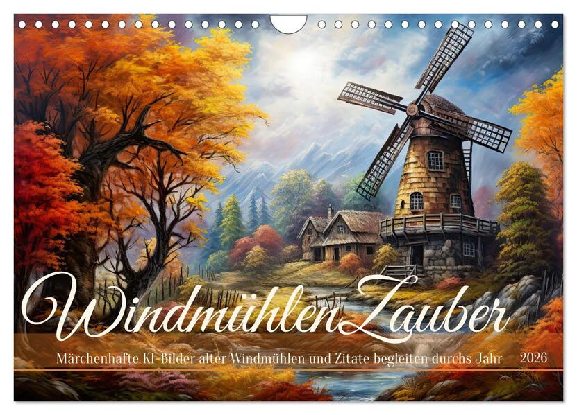 Windmühlenzauber (Wandkalender 2026 DIN A4 quer) CALVENDO Monatskalender