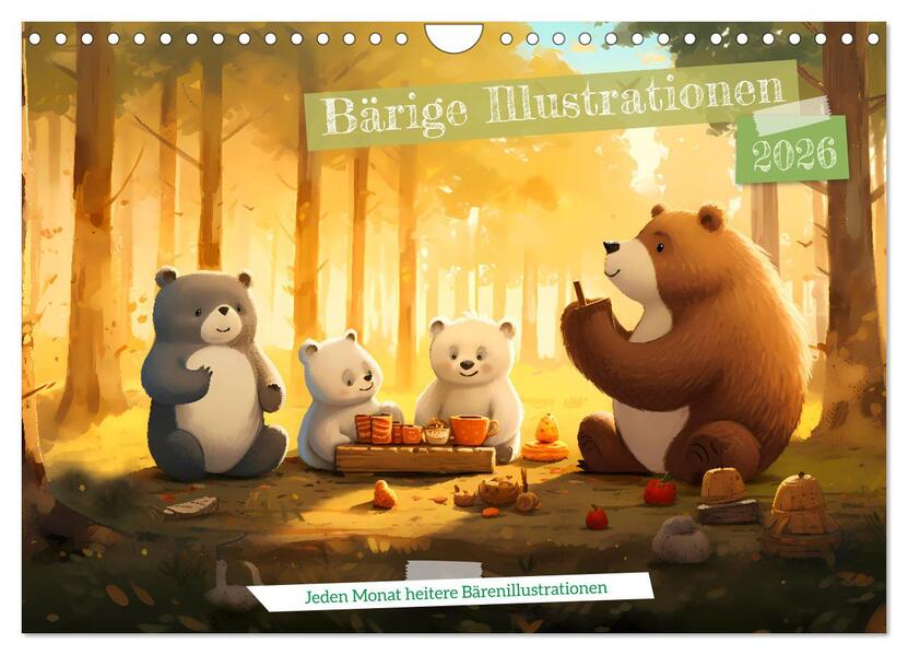 Bärige Illustrationen (Wandkalender 2026 DIN A4 quer) CALVENDO Monatskalender