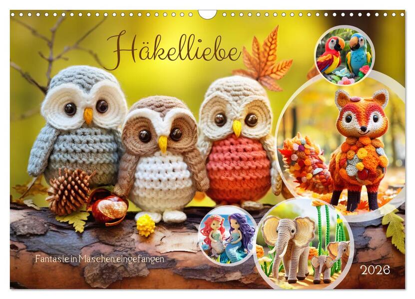 Häkelliebe - Fantasie in Maschen einfangen (Wandkalender 2026 DIN A3 quer) CALVENDO Monatskalender