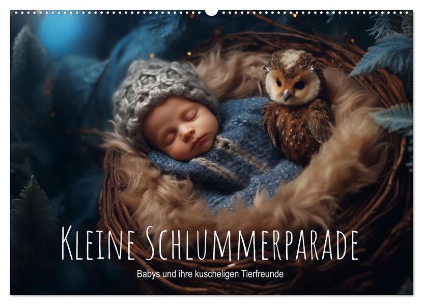 Kleine Schlummerparade: Babys und ihre kuscheligen Tierfreunde (Wandkalender 2026 DIN A2 quer) CALVENDO Monatskalender
