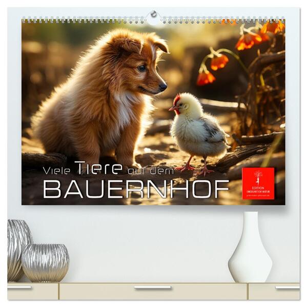 Viele Tiere auf dem Bauernhof (hochwertiger Premium Wandkalender 2026 DIN A2 quer) Kunstdruck in Hochglanz