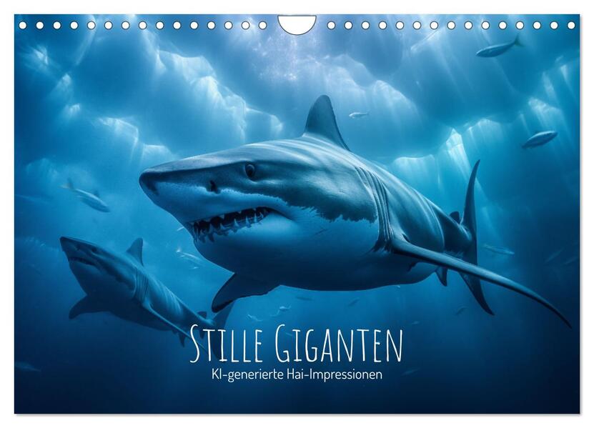 Stille Giganten - KI-generierte Hai-Impressionen (Wandkalender 2026 DIN A4 quer) CALVENDO Monatskalender