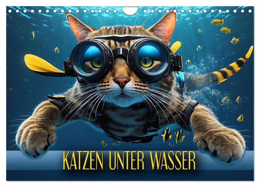 Katzen unter Wasser (Wandkalender 2026 DIN A4 quer) CALVENDO Monatskalender