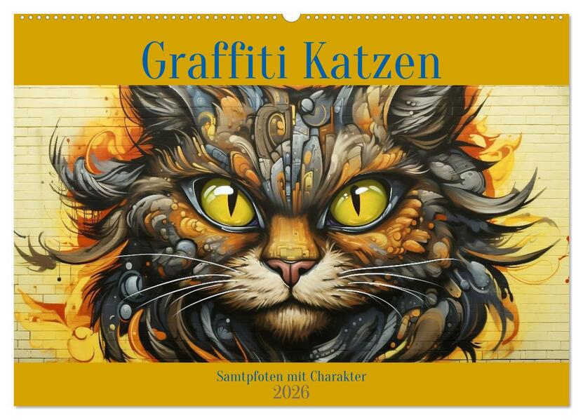 Graffiti Katzen (Wandkalender 2026 DIN A2 quer) CALVENDO Monatskalender
