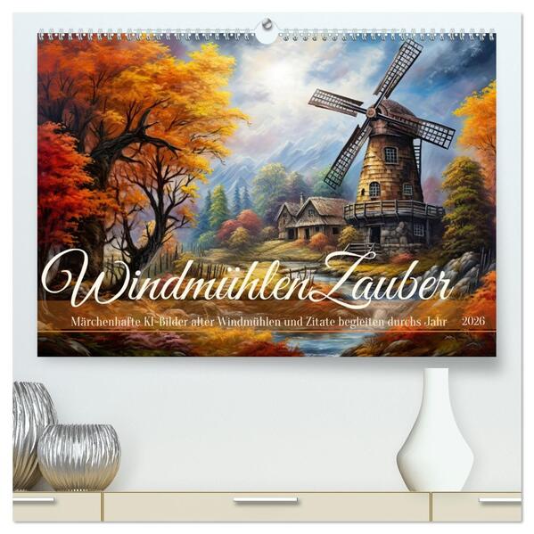 Windmühlenzauber (hochwertiger Premium Wandkalender 2026 DIN A2 quer) Kunstdruck in Hochglanz