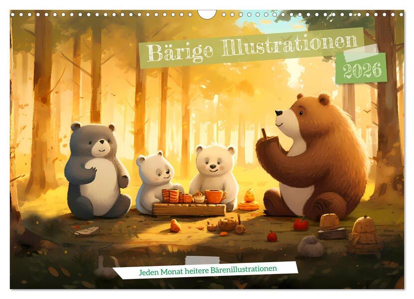 Bärige Illustrationen (Wandkalender 2026 DIN A3 quer) CALVENDO Monatskalender