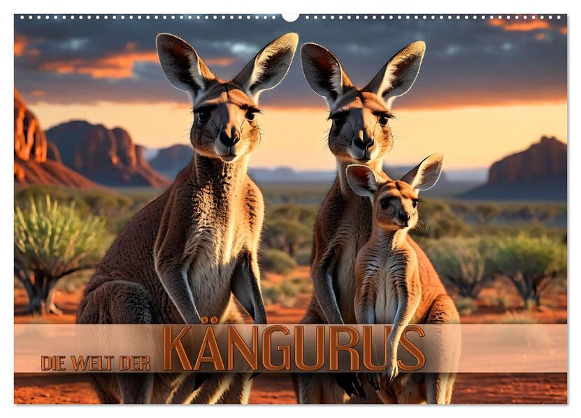 Die Welt der Kängurus (Wandkalender 2026 DIN A2 quer) CALVENDO Monatskalender