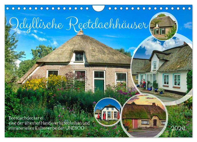 Idyllische Reetdachhäuser (Wandkalender 2026 DIN A4 quer) CALVENDO Monatskalender