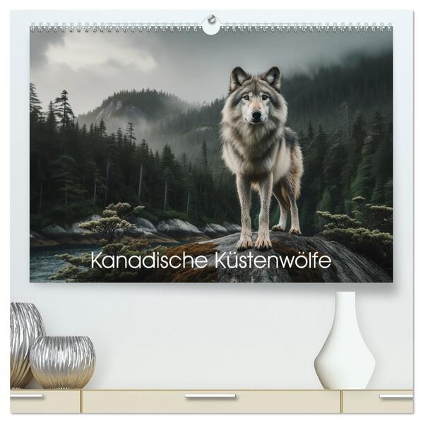 Kanadische Küstenwölfe (hochwertiger Premium Wandkalender 2026 DIN A2 quer) Kunstdruck in Hochglanz