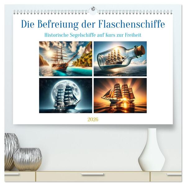 Die Befreiung der Flaschenschiffe - Historische Segelschiffe (hochwertiger Premium Wandkalender 2026 DIN A2 quer) Kunstdruck in Hochglanz