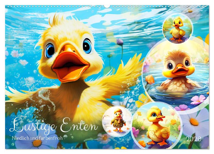 Lustige Enten. Niedlich und farbenfroh (Wandkalender 2026 DIN A2 quer) CALVENDO Monatskalender