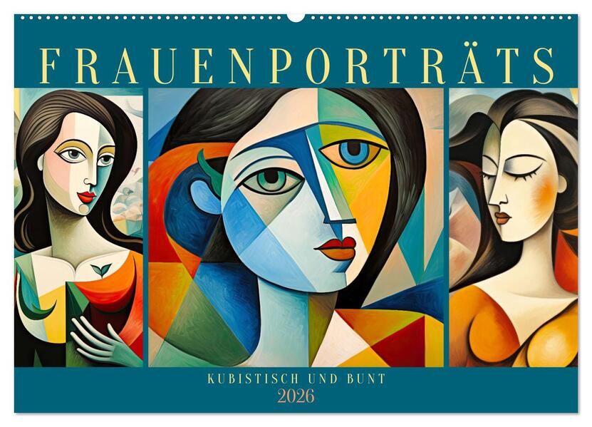 Frauenporträts kubistisch und bunt (Wandkalender 2026 DIN A2 quer) CALVENDO Monatskalender