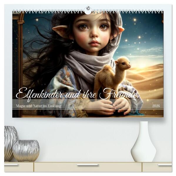 Elfenkinder und ihre Freunde - Magie und Natur im Einklang (hochwertiger Premium Wandkalender 2026 DIN A2 quer) Kunstdruck in Hochglanz