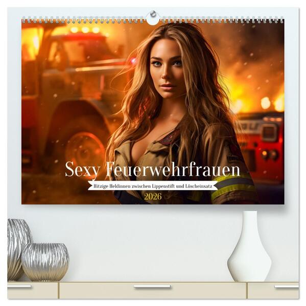 Sexy Feuerwehrfrauen: Hitzige Heldinnen zwischen Lippenstift und Löscheinsatz (hochwertiger Premium Wandkalender 2026 DIN A2 quer) Kunstdruck in Hochglanz