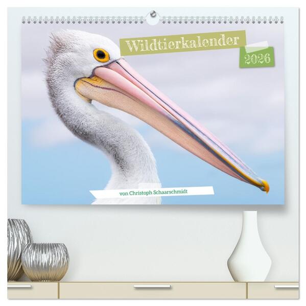 Wildtierkalender (hochwertiger Premium Wandkalender 2026 DIN A2 quer) Kunstdruck in Hochglanz