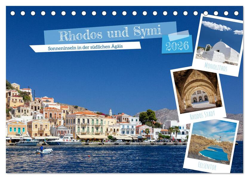 Rhodos und Symi (Tischkalender 2026 DIN A5 quer) CALVENDO Monatskalender