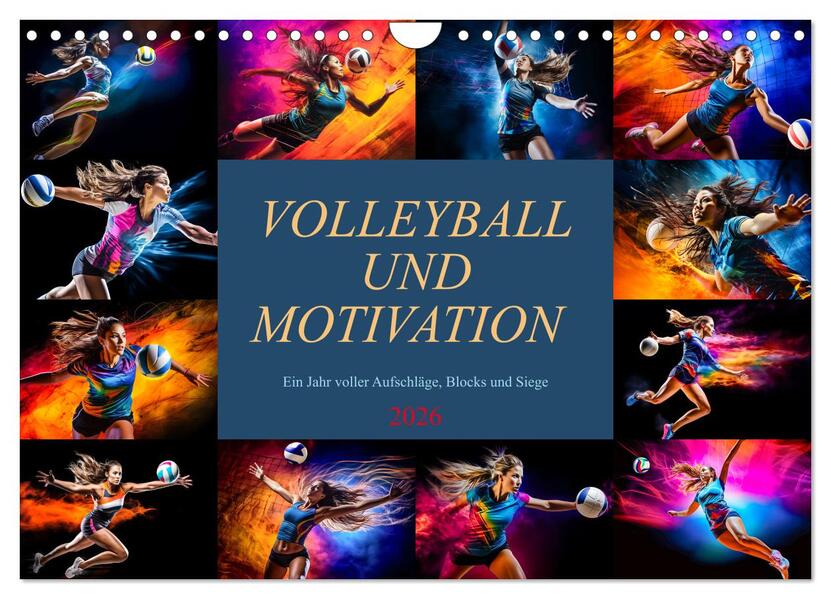 Volleyball und Motivation (Wandkalender 2026 DIN A4 quer) CALVENDO Monatskalender