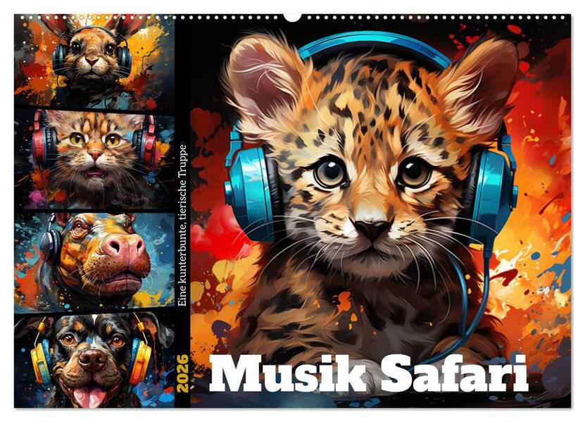 Musik Safari (Wandkalender 2026 DIN A2 quer) CALVENDO Monatskalender