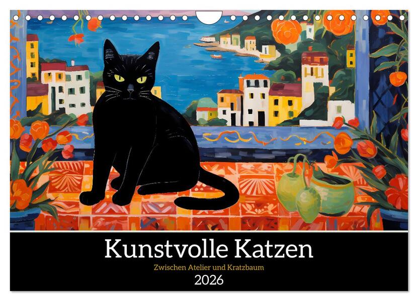 Kunstvolle Katzen (Wandkalender 2026 DIN A4 quer) CALVENDO Monatskalender