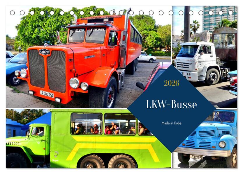 LKW-Busse - Made in Cuba (Tischkalender 2026 DIN A5 quer) CALVENDO Monatskalender