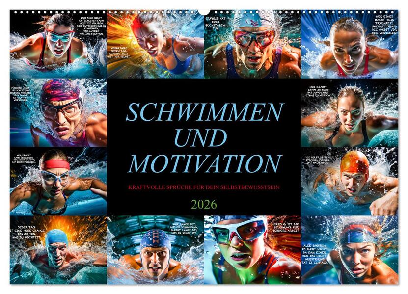Schwimmen und Motivation (Wandkalender 2026 DIN A2 quer) CALVENDO Monatskalender