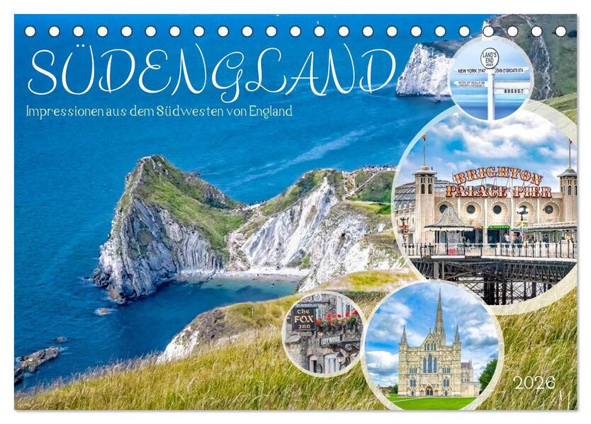 Südengland - Impressionen aus dem Südwesten von England (Tischkalender 2026 DIN A5 quer) CALVENDO Monatskalender