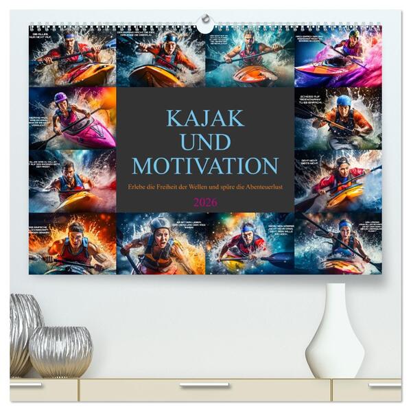 Kajak und Motivation (hochwertiger Premium Wandkalender 2026 DIN A2 quer) Kunstdruck in Hochglanz