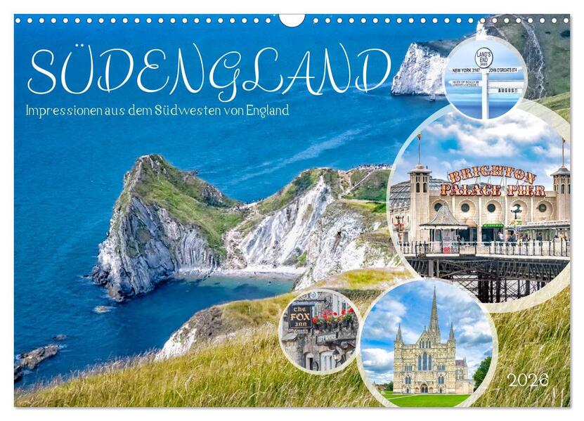Südengland - Impressionen aus dem Südwesten von England (Wandkalender 2026 DIN A3 quer) CALVENDO Monatskalender